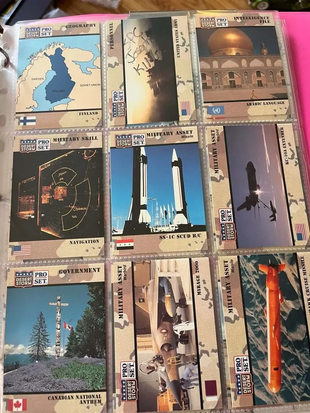1991 Pro Set Desert Storm Trading Card Collection in Sleeves